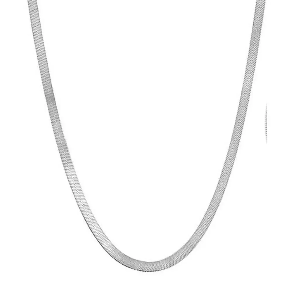Sterling Silver Herringbone Chain Necklace Bracelet (2 Piece Set) Chic 3.5mm NEW